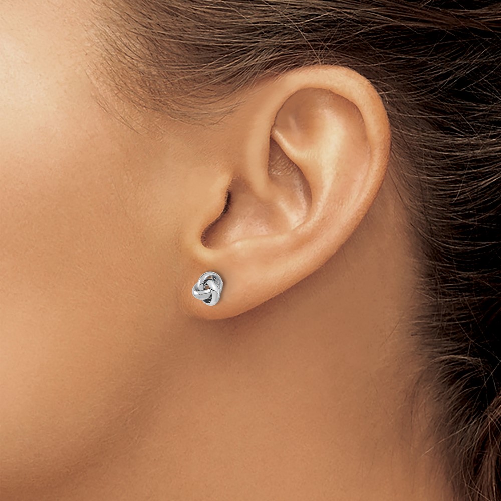 14k White Gold Polished Knot Post Earrings (TL1047W)