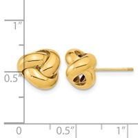 14K 11mm Yellow Gold Polished Love Knot Post Earrings view 3