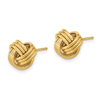 14K 10mm Yellow Gold Polished Triple Love Knot Post Earrings view 2