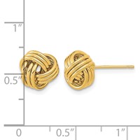 14K 10mm Yellow Gold Polished Triple Love Knot Post Earrings view 3