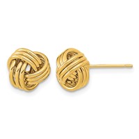 14K 10mm Yellow Gold Polished Triple Love Knot Post Earrings view 1