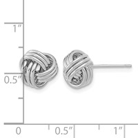 14K White Gold 10mm Polished Triple Love Knot Post Earrings view 4