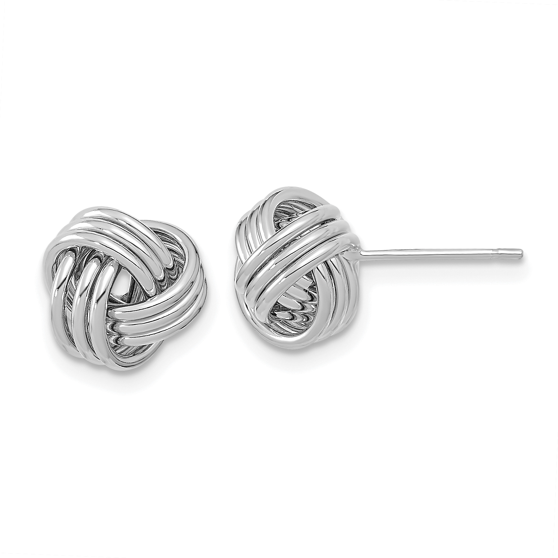 14k White Gold Polished Triple Love Knot Post Earrings (TL1050W)