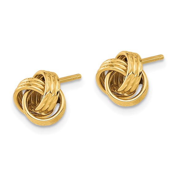 14K 8mm Polished Textured Love knot Post Earrings
