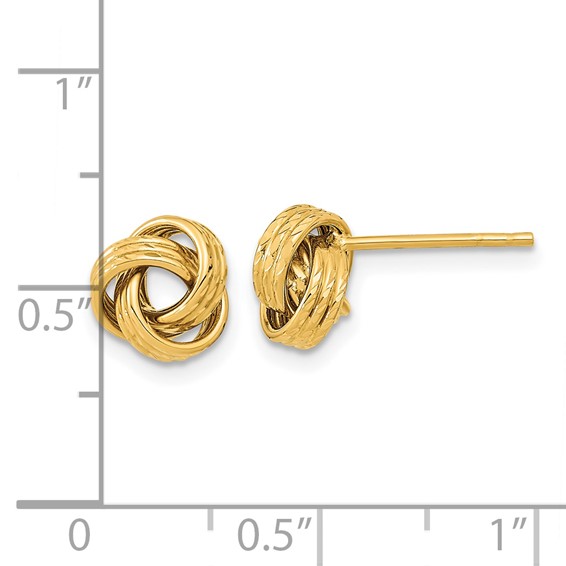 14K 8mm Polished Textured Love knot Post Earrings