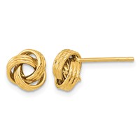 14K 8mm Yellow Gold Polished Textured Love Knot Post Earrings view 1