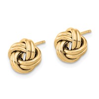 14K 9mm Yellow Gold Polished Double Love Knot Post Earrings view 2