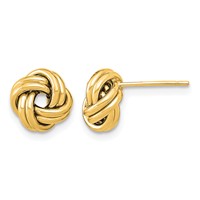 14K 9mm Yellow Gold Polished Double Love Knot Post Earrings view 1