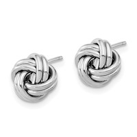 14K White Gold 9mm Polished Double Love Knot Post Earrings view 2