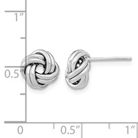 14K White Gold 9mm Polished Double Love Knot Post Earrings view 3