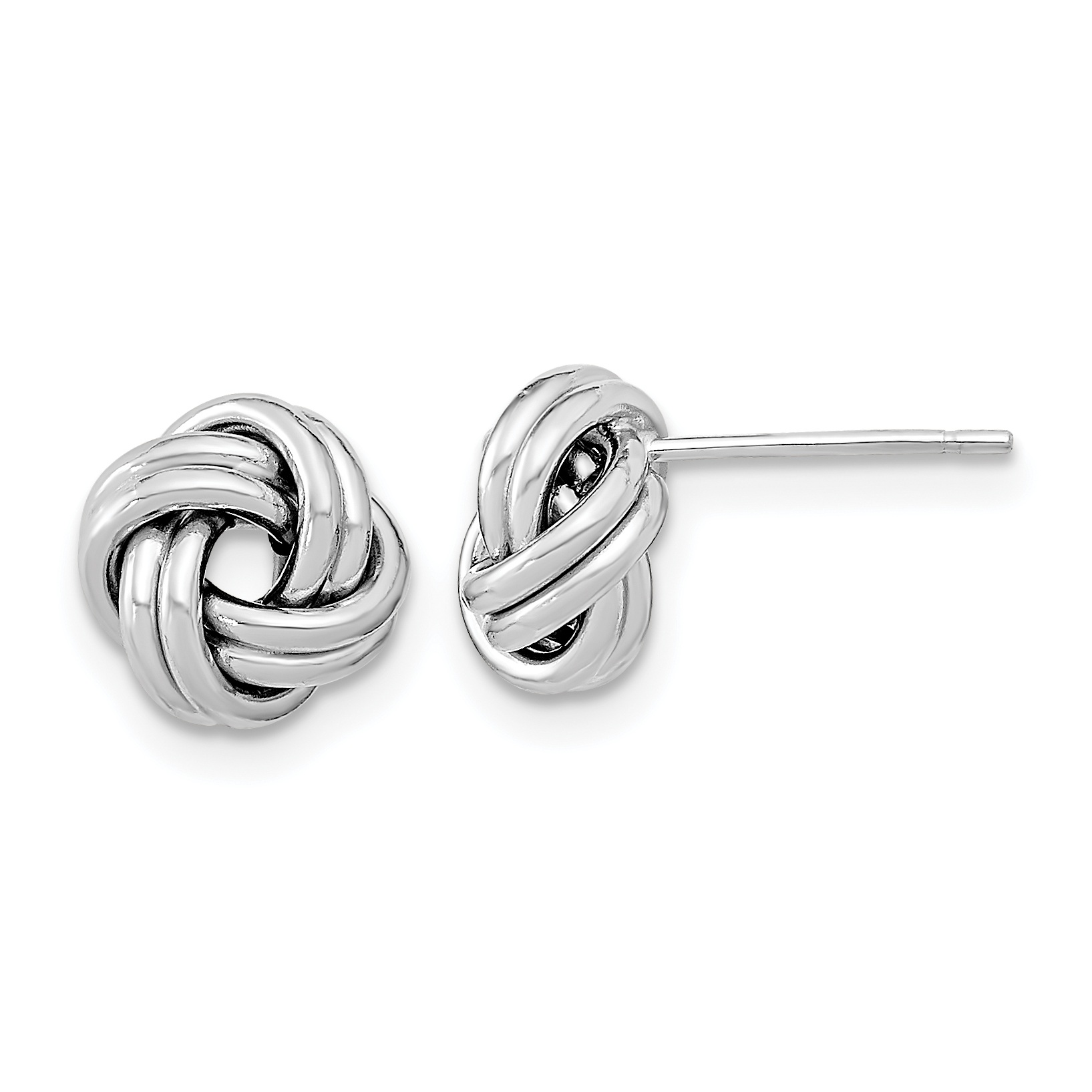 14k White Gold Polished Double Love Knot Post Earrings (TL1055W)