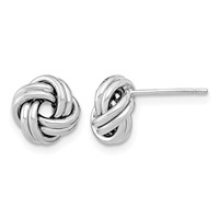 14K White Gold 9mm Polished Double Love Knot Post Earrings view 1