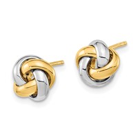 14K Two-tone 9mm Polished Love Knot Post Earrings view 2