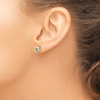 14K Two-tone 9mm Polished Love Knot Post Earrings view 4