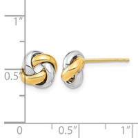 14K Two-tone 9mm Polished Love Knot Post Earrings view 3