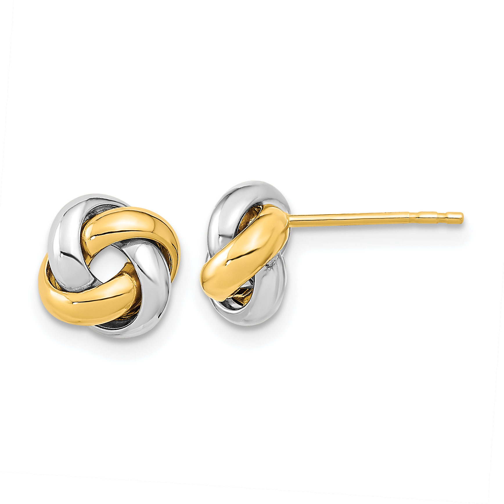 14k Two-Tone Polished Love Knot Post Earrings (TL1056TT)