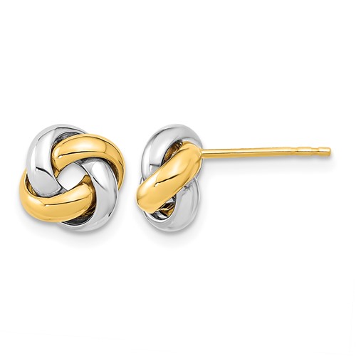 14K Two-tone 9mm Polished Love Knot Post Earrings