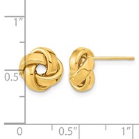 14K 10mm Yellow Gold Polished Love Knot Post Earrings view 3