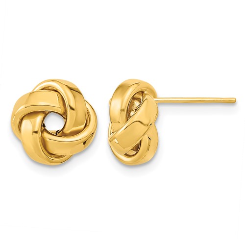 14K 10mm Yellow Gold Polished Love Knot Post Earrings