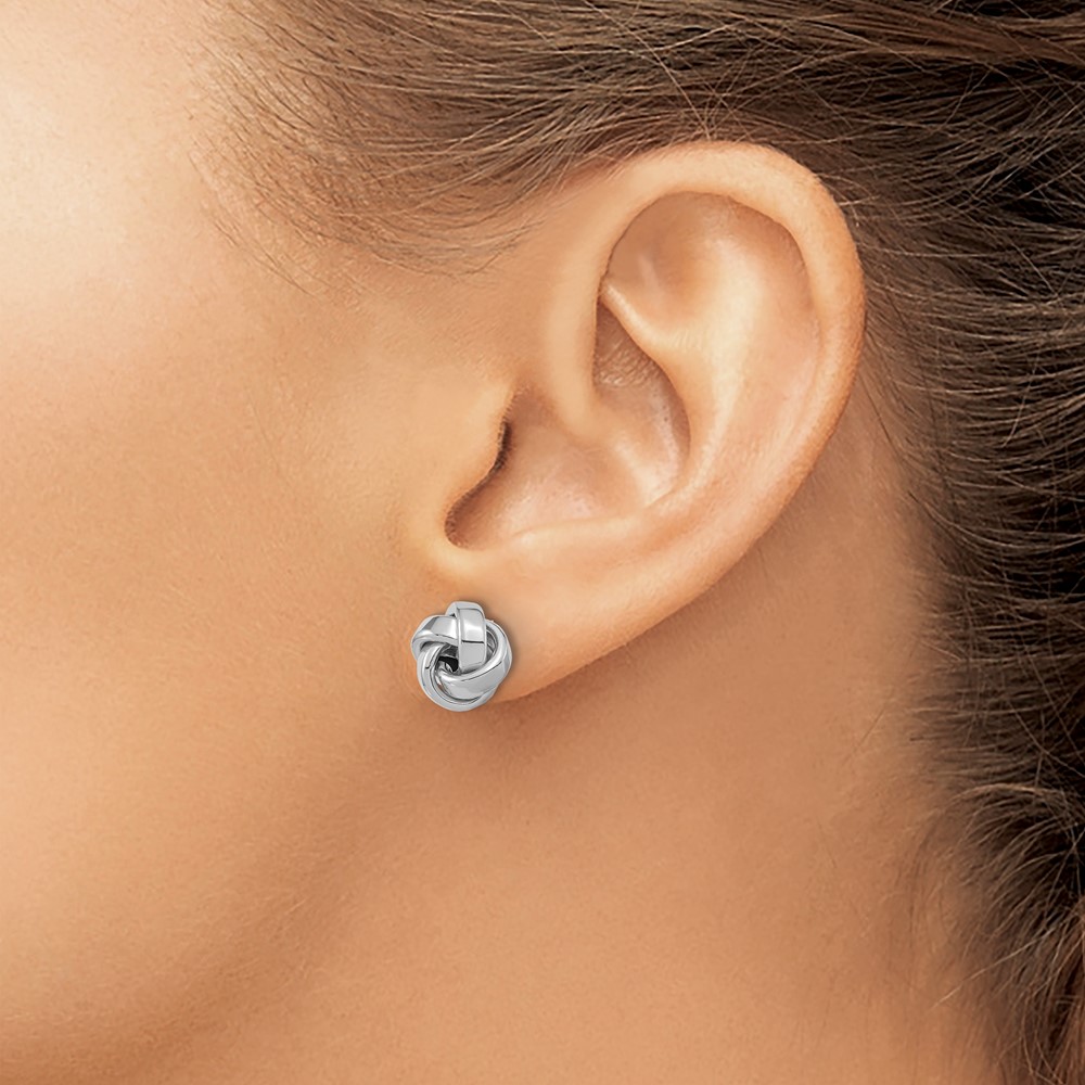 14k White Gold Polished Love Knot Post Earrings (TL1057W)