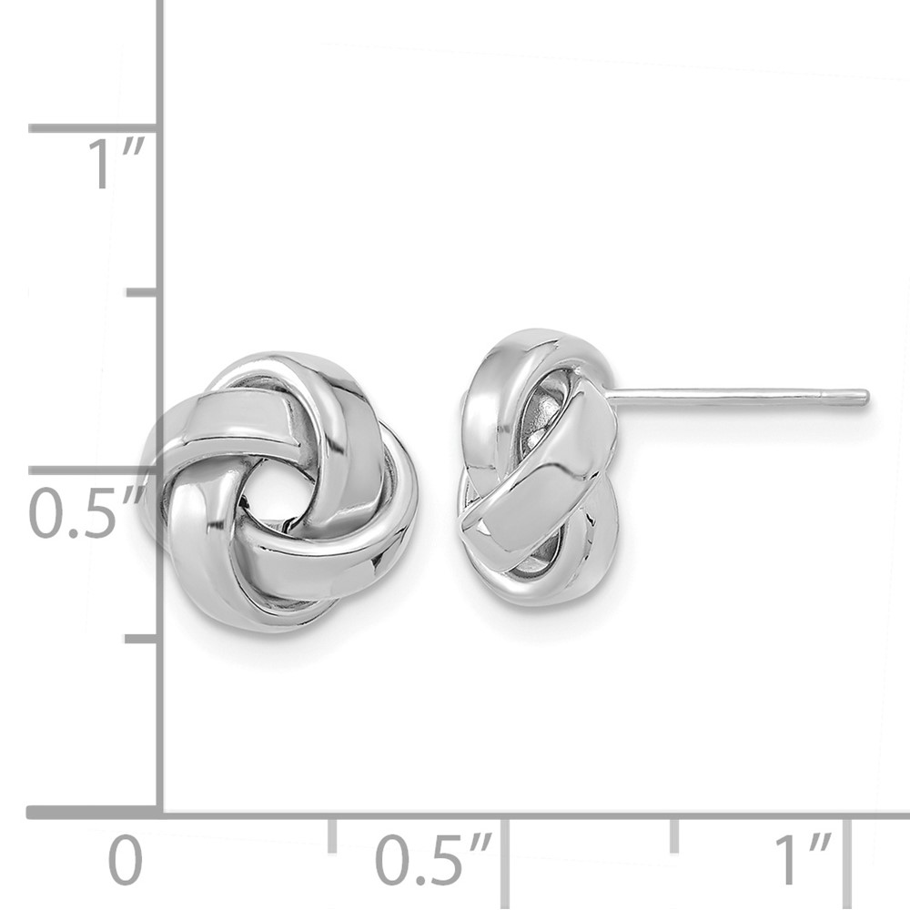 14k White Gold Polished Love Knot Post Earrings (TL1057W)