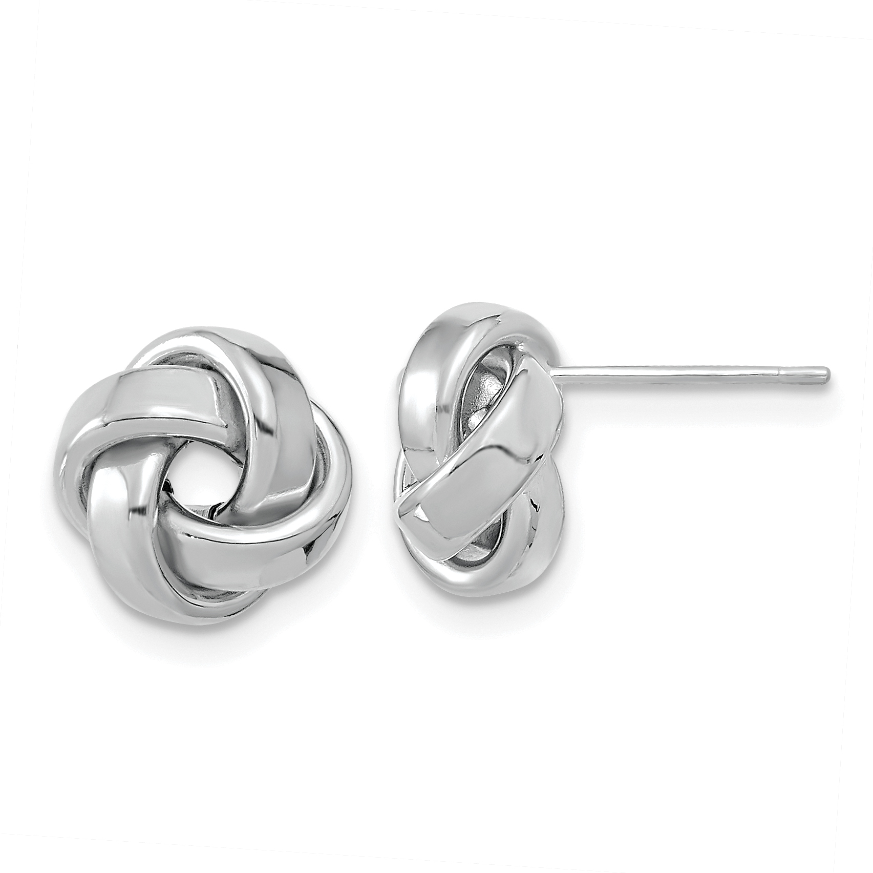 14k White Gold Polished Love Knot Post Earrings (TL1057W)