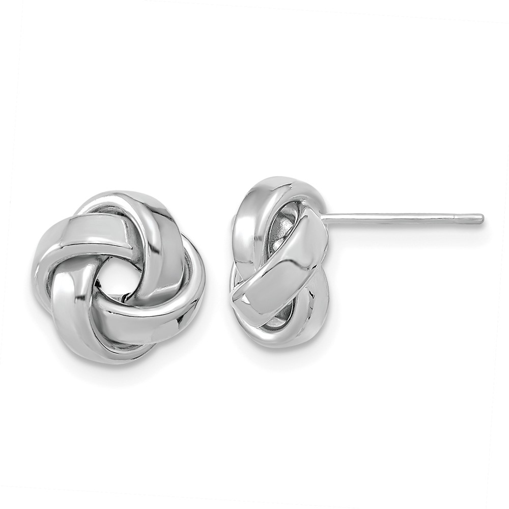 14k White Gold Polished Love Knot Post Earrings (TL1057W)