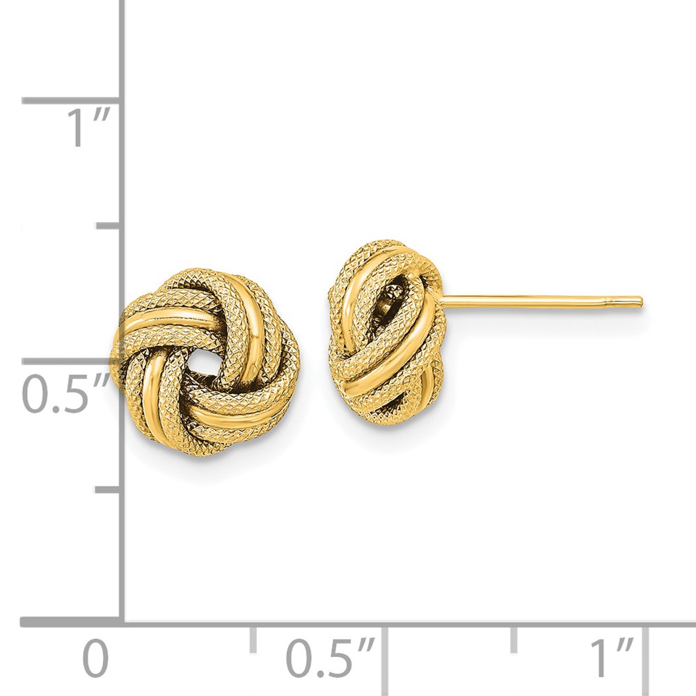 14k Polished Textured Triple Love Knot Earrings (TL1058)