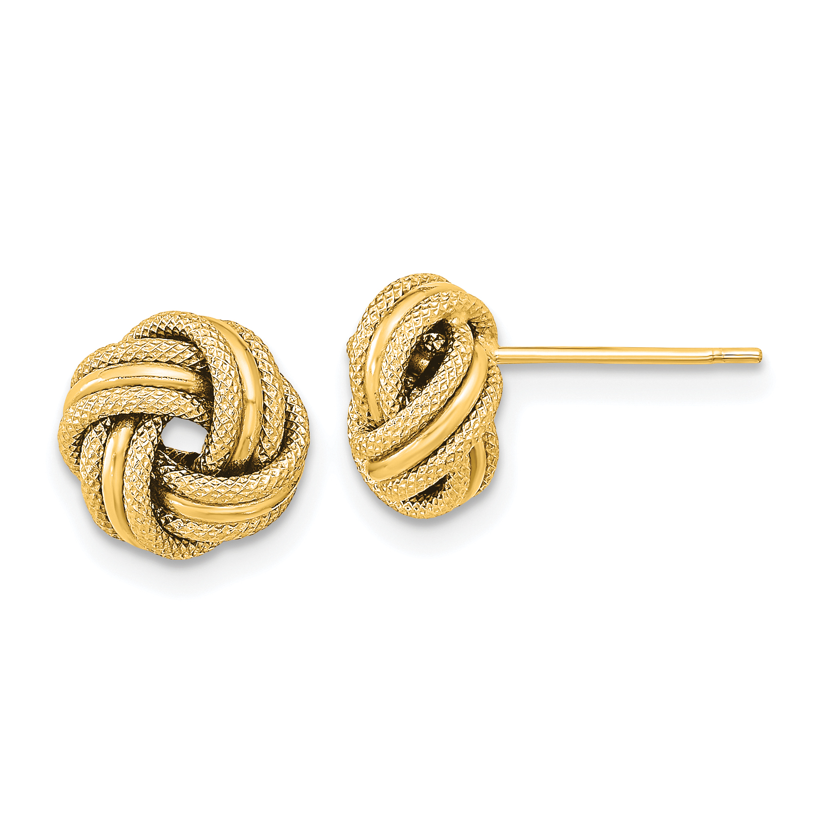14k Polished Textured Triple Love Knot Earrings (TL1058)