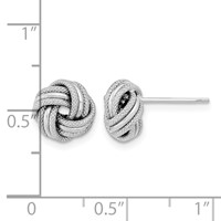 14K White Gold 9mm Polished Textured Triple Love Knot Post Earrings view 3