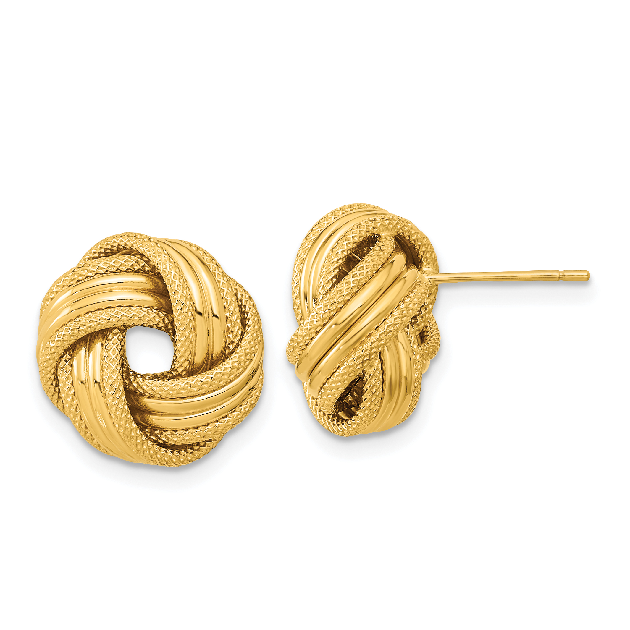 14k Polished Textured Love Knot Post Earrings (TL1060)