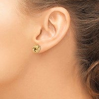 14K 11mm Yellow Gold Polished Textured Triple Love Knot Post Earrings view 4