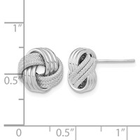 14K White Gold 11mm Polished Textured Triple Love Knot Post Earrings view 4