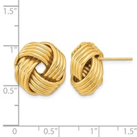 14K 17mm Yellow Gold Polished Love Knot Post Earrings view 3