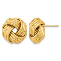 14K 17mm Yellow Gold Polished Love Knot Post Earrings view 1
