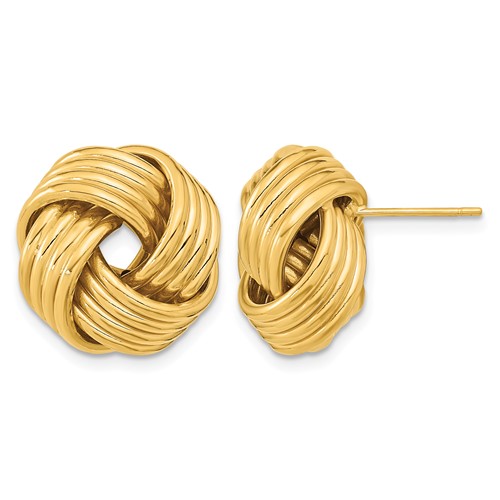 14K 17mm Yellow Gold Polished Love Knot Post Earrings