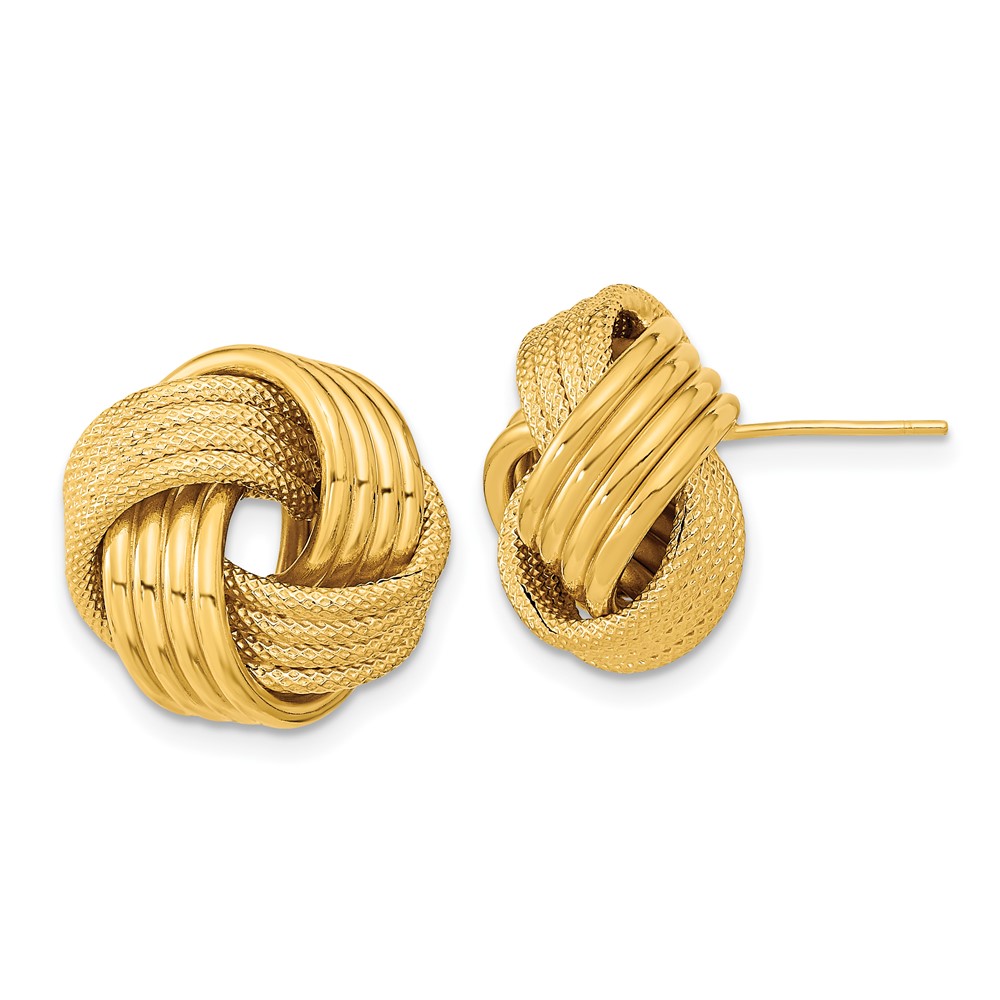 14k Polished Textured Love Knot Post Earrings