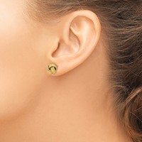 14K 10mm Yellow Gold Polished Textured Triple Love Knot Post Earrings view 4