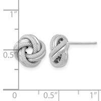 14K White Gold 10mm Polished Textured Double Love Knot Post Earrings view 4