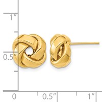 14K 12mm Yellow Gold Polished Love Knot Post Earrings view 3