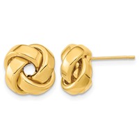 14K 12mm Yellow Gold Polished Love Knot Post Earrings view 1