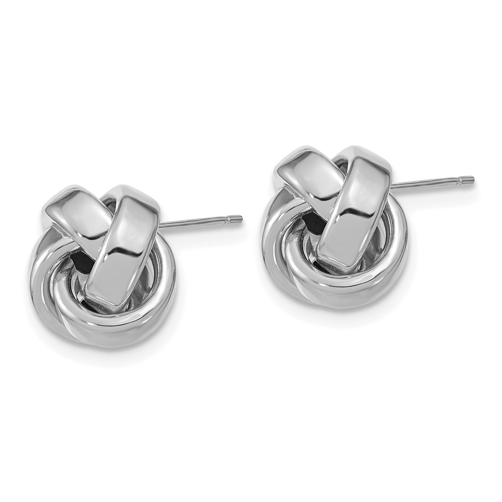 14k White Gold Polished Love Knot Post Earrings (TL1075W)