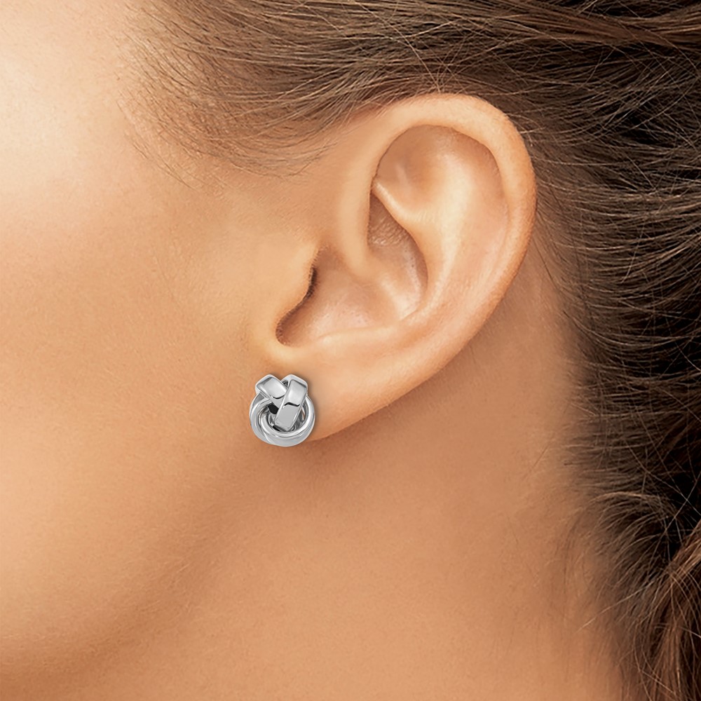 14k White Gold Polished Love Knot Post Earrings (TL1075W)