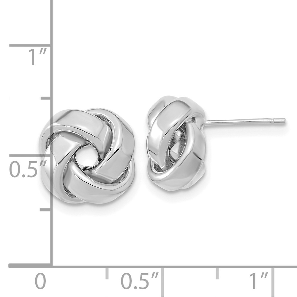 14k White Gold Polished Love Knot Post Earrings (TL1075W)