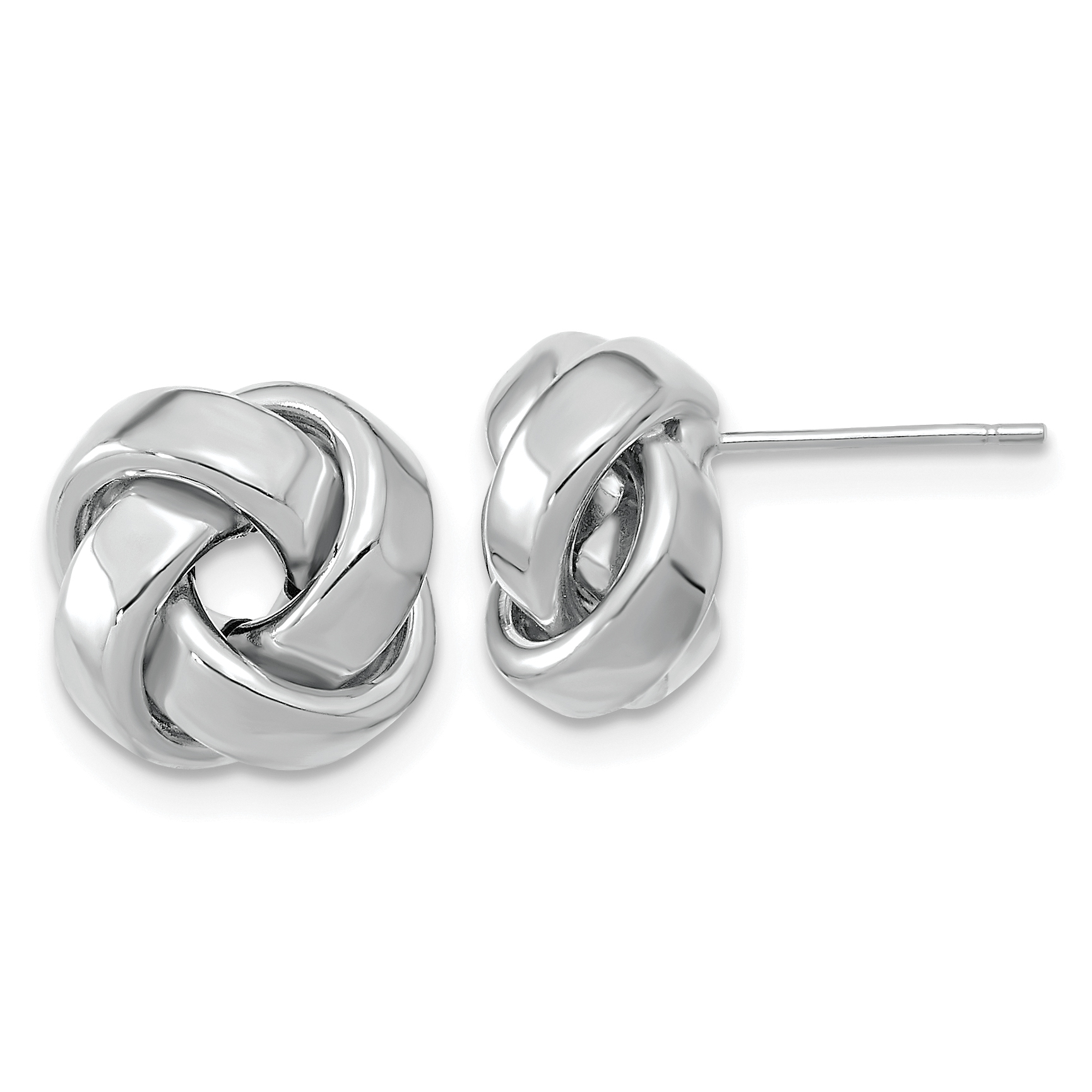 14k White Gold Polished Love Knot Post Earrings (TL1075W)
