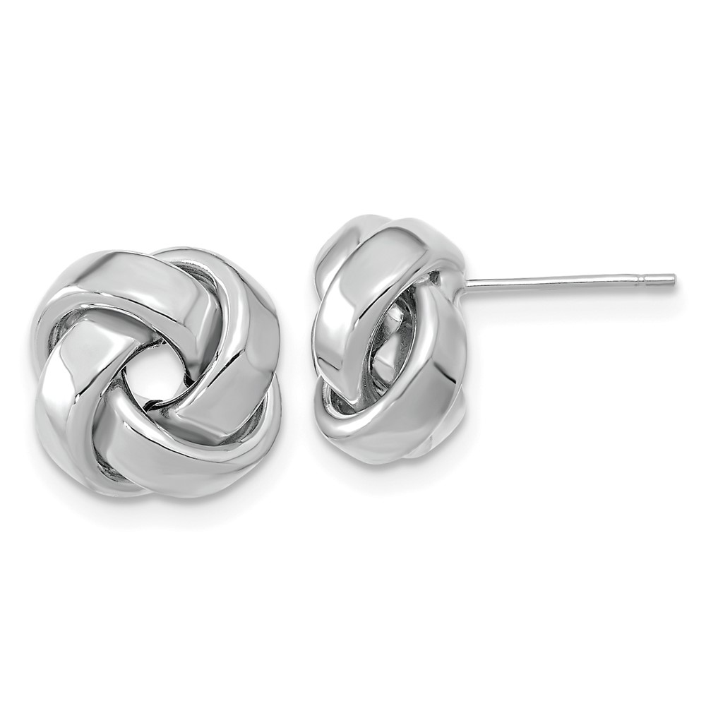 14k White Gold Polished Love Knot Post Earrings (TL1075W)