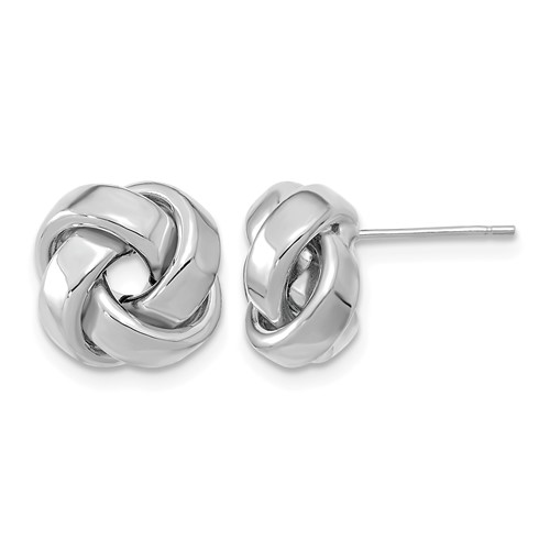 14K White Gold 12mm Polished Love Knot Post Earrings