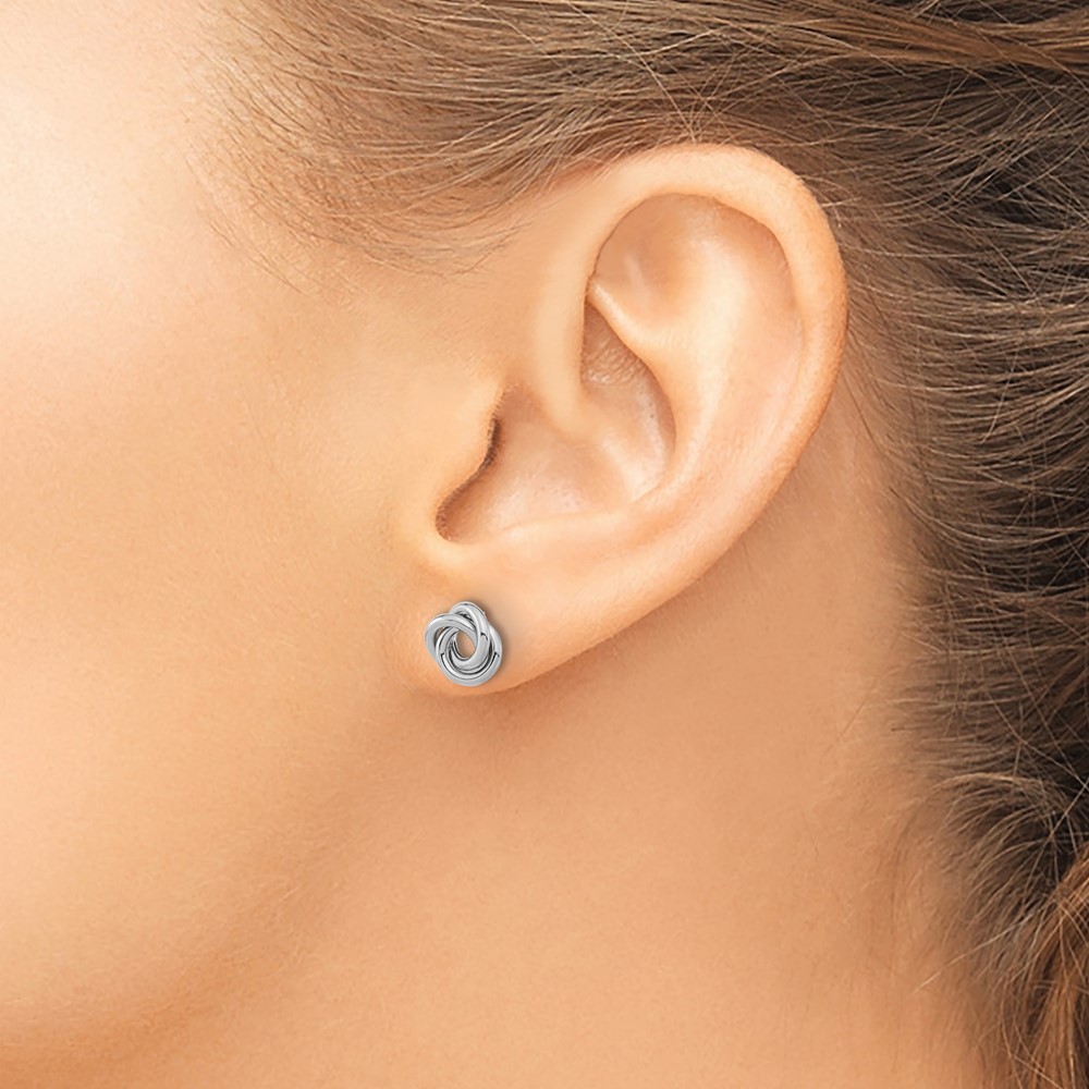 14k White Gold Polished Love Knot Post Earrings (TL1078W)