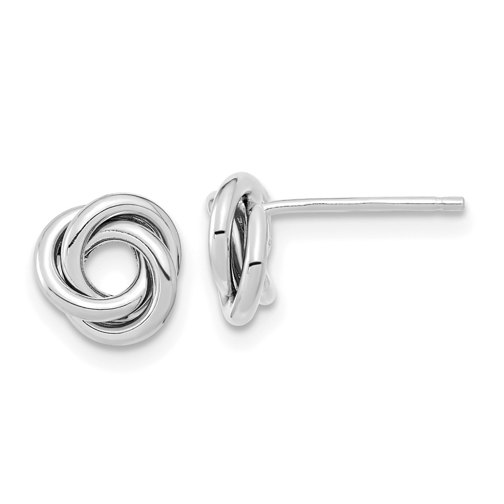 14k White Gold Polished Love Knot Post Earrings (TL1078W)
