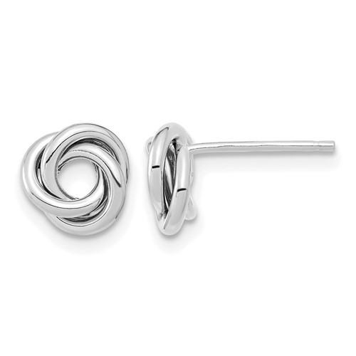 14K White Gold 8mm Polished Love Knot Post Earrings